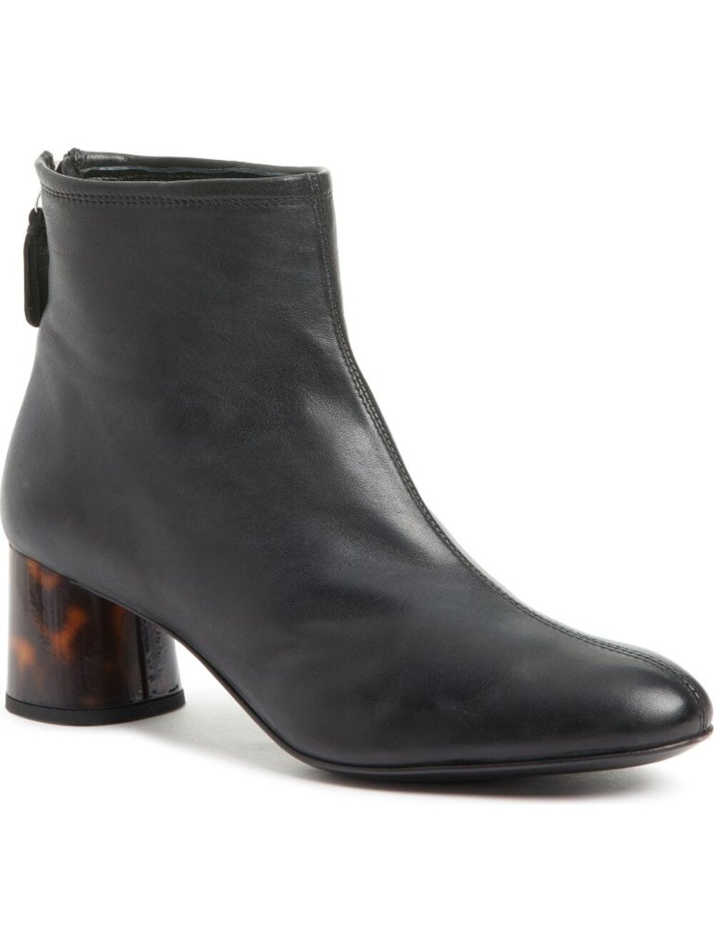 AGL Vetta Precious Bootie Black Soft Leather Boot Tortoise Block Heel 38